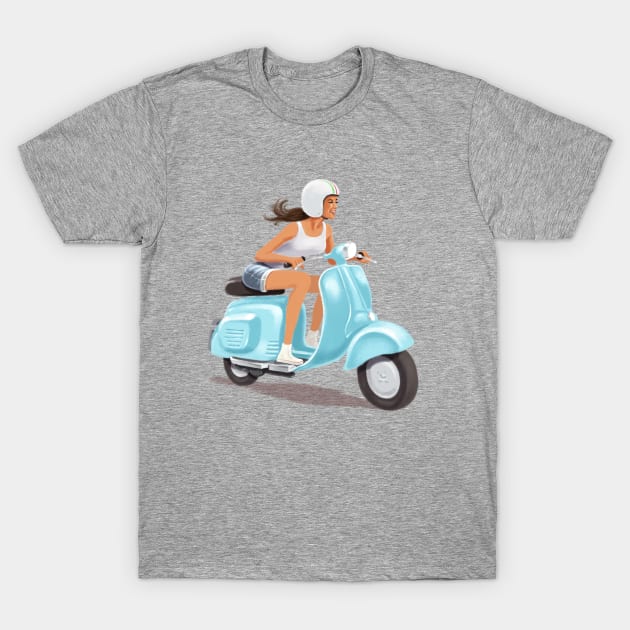 Scooter Girl 2 T-Shirt by steveashillustration1971